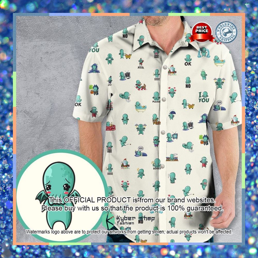 Kawai Cthulhu Pattern Hawaiian Shirt 5 Kawai Cthulhu Pattern Hawaiian Shirt word1