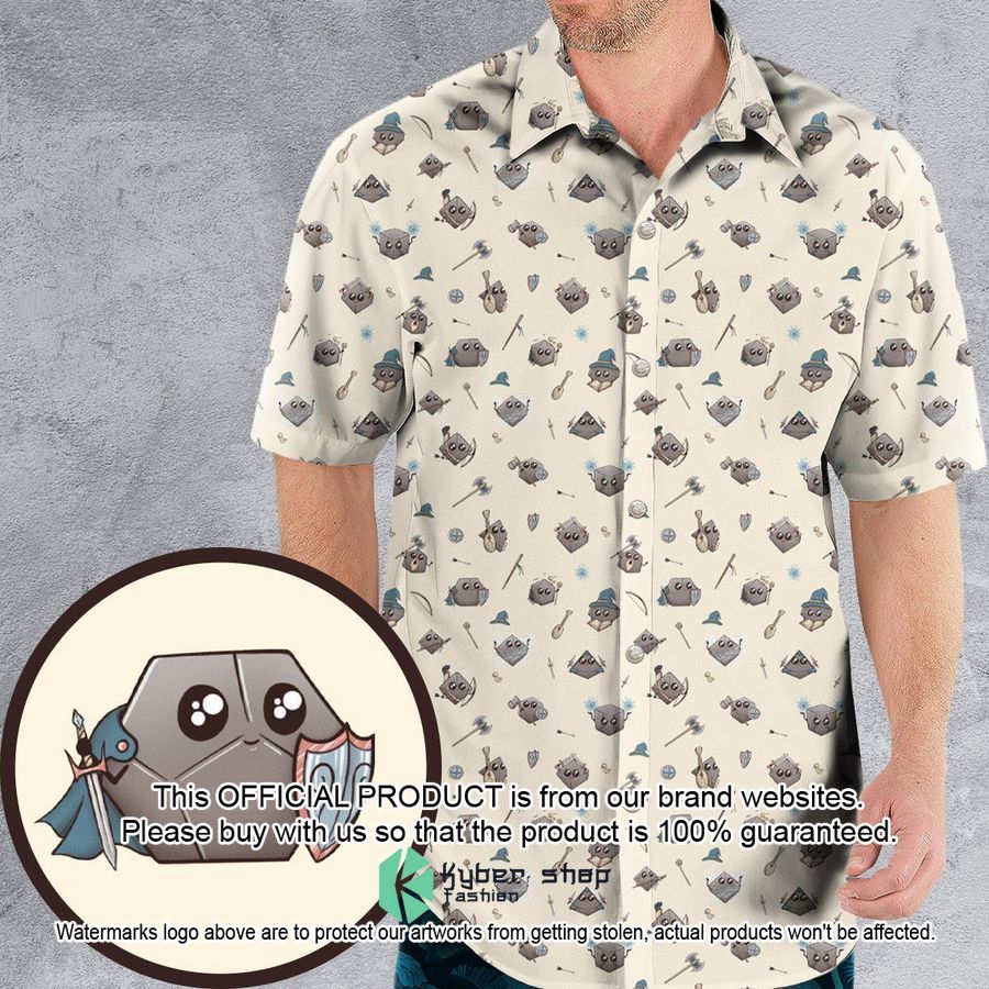 Kawaii Dices Dungeons and Dragons Pattern Hawaiian Shirt word1