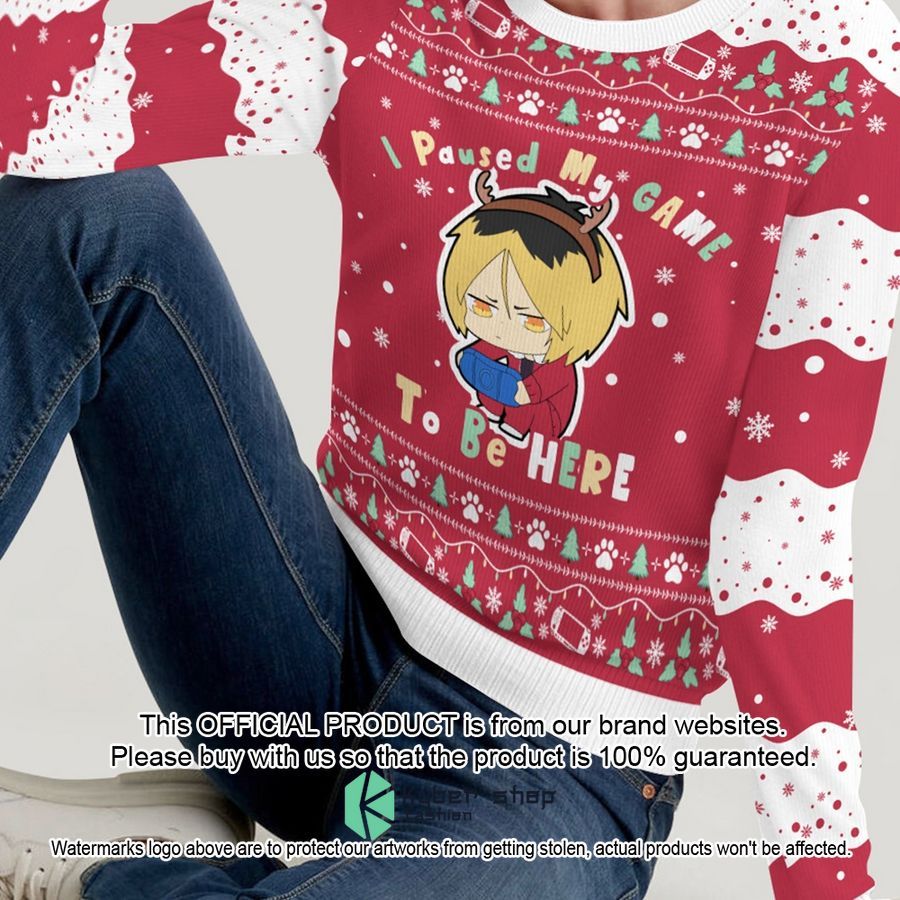 Kenma Kozume Haikyuu I Paused My Game To Be Here Christmas Sweater word3