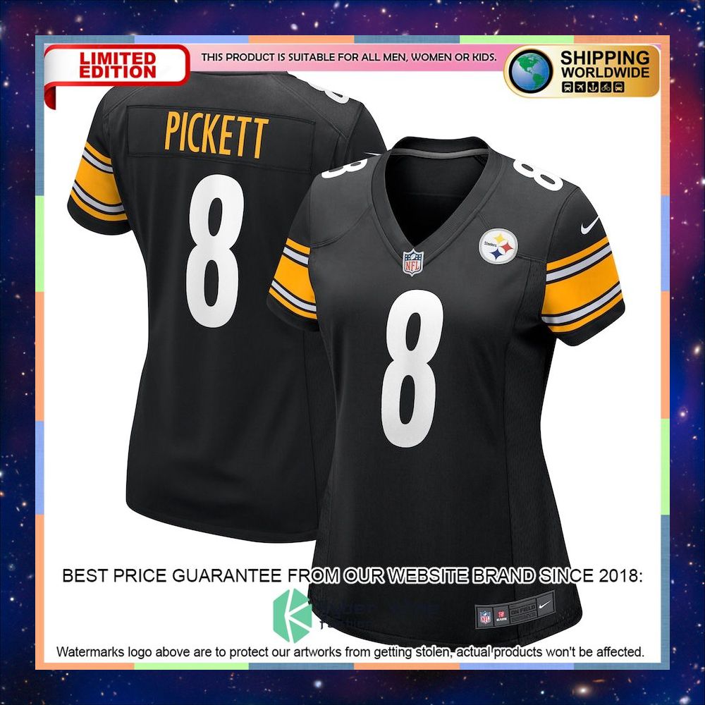 Kenny Pickett Pittsburgh Steelers Women's 2022 NFL Draft First Round Pick Black Football Jersey 4 Kenny Pickett Pittsburgh Steelers Women's 2022 NFL Draft First Round Pick Black Football Jersey word1