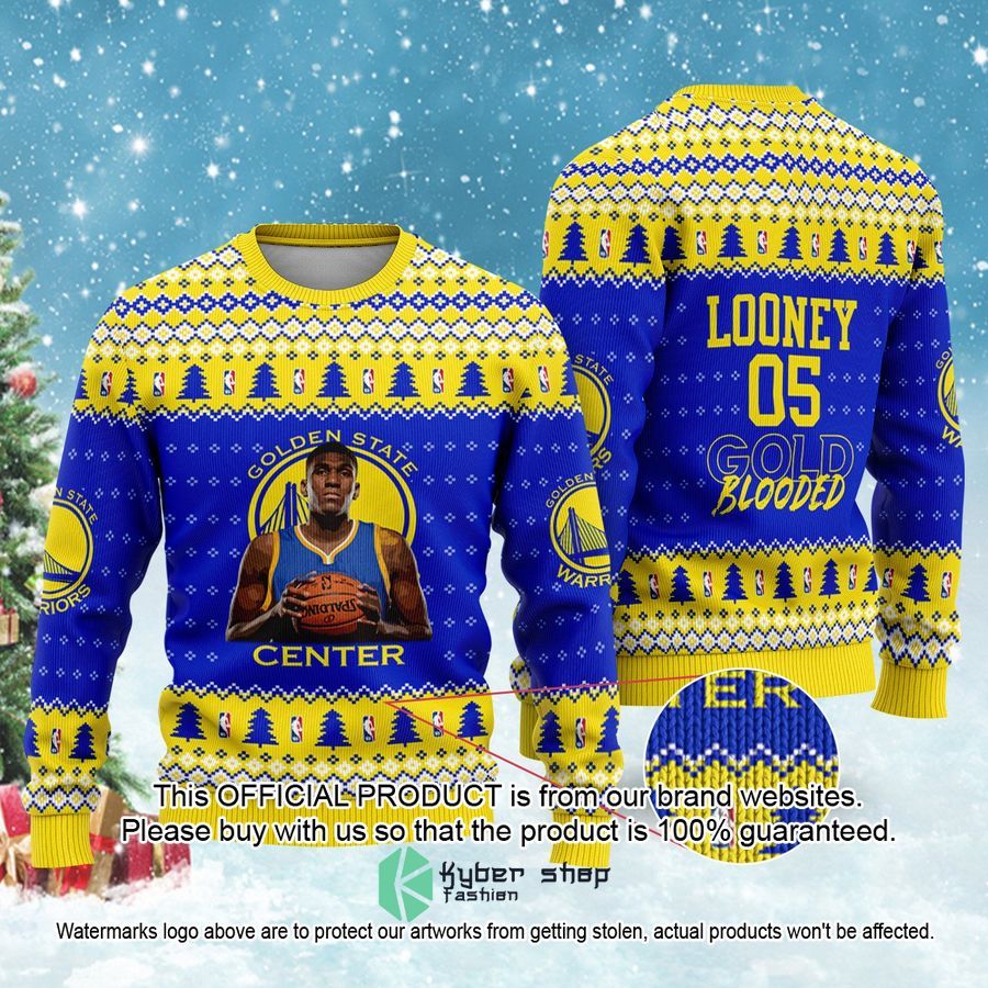 Kevon Looney Golden States Warriors Gold Blooded NBA Christmas Sweater