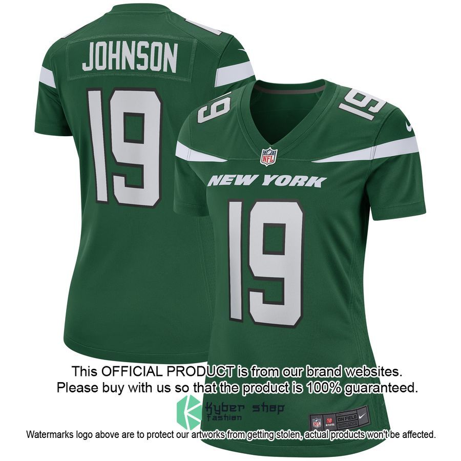 Keyshawn Johnson New York Jets Women's Football Retired Gotham Green Football Jersey