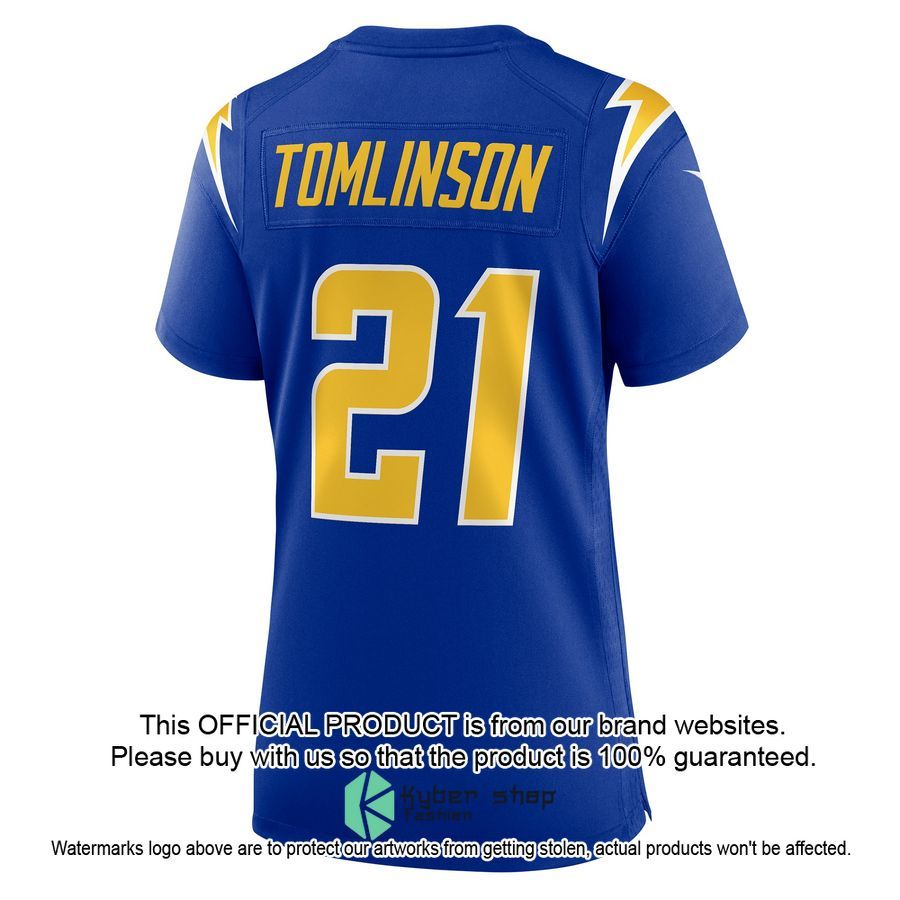 LaDainian Tomlinson Los Angeles Chargers Women's Retired Royal Football Jersey 3 LaDainian Tomlinson Los Angeles Chargers Women's Retired Royal Football Jersey word3