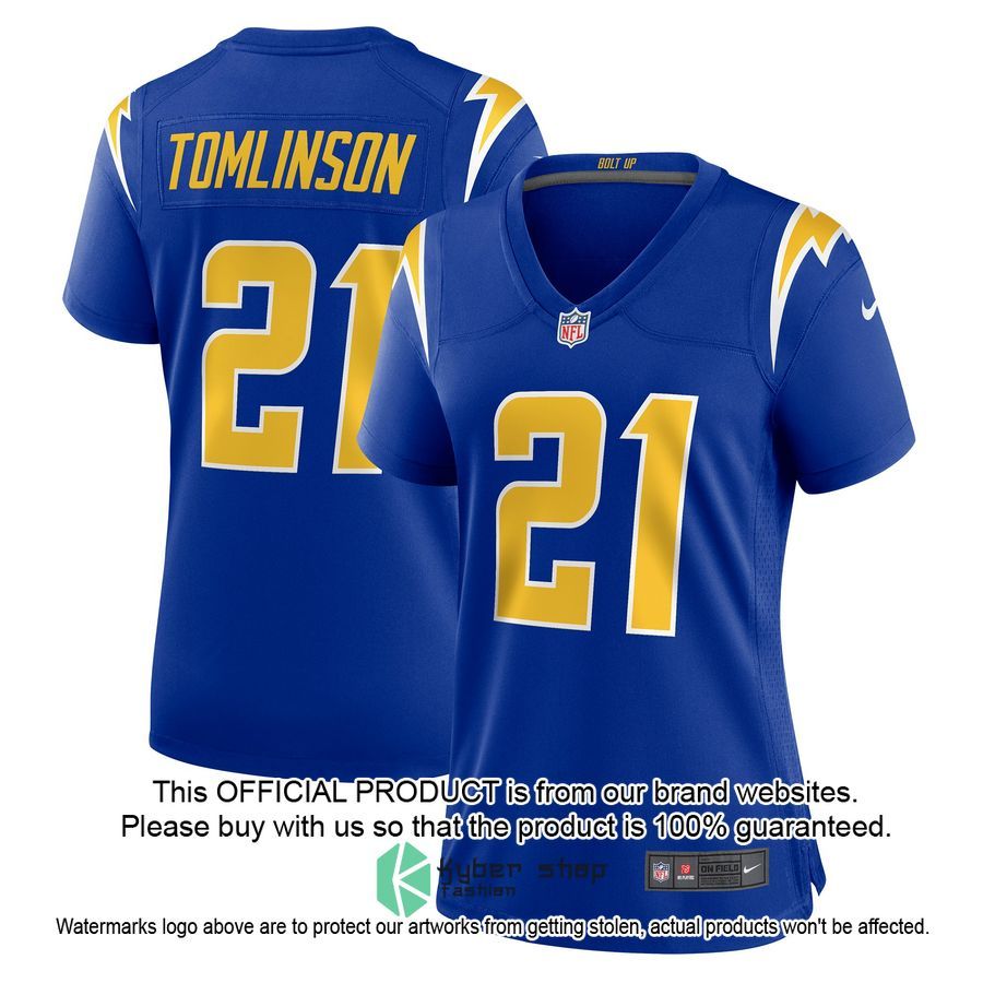 LaDainian Tomlinson Los Angeles Chargers Women's Retired Royal Football Jersey 4 LaDainian Tomlinson Los Angeles Chargers Women's Retired Royal Football Jersey word3