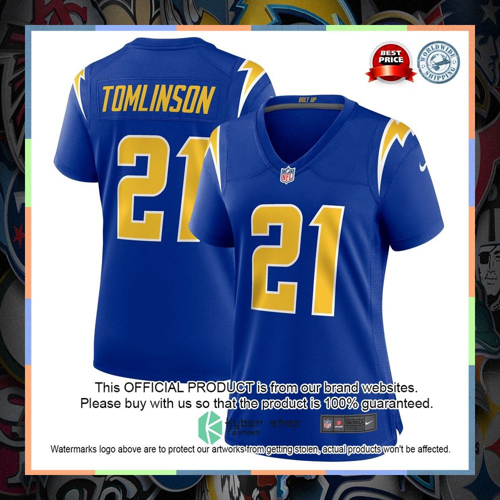 LaDainian Tomlinson Los Angeles Chargers Women's Retired Royal Football Jersey 10 LaDainian Tomlinson Los Angeles Chargers Women's Retired Royal Football Jersey word3