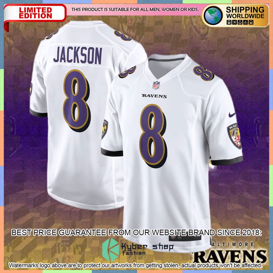 Lamar Jackson Baltimore Ravens White Football Jersey 4 Lamar Jackson Baltimore Ravens White Football Jersey word1