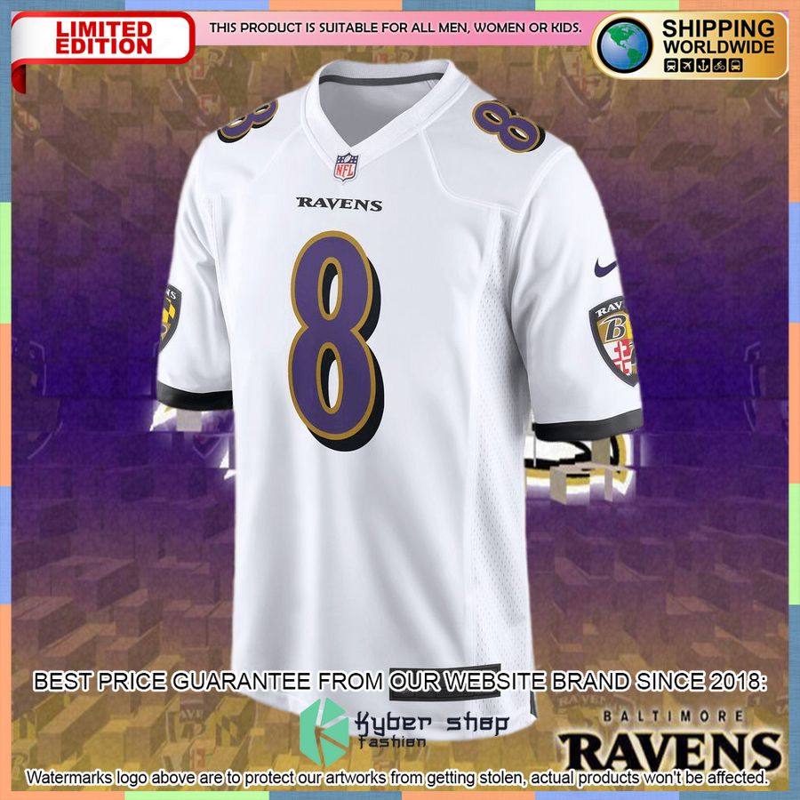 Lamar Jackson Baltimore Ravens White Football Jersey 5 Lamar Jackson Baltimore Ravens White Football Jersey word1