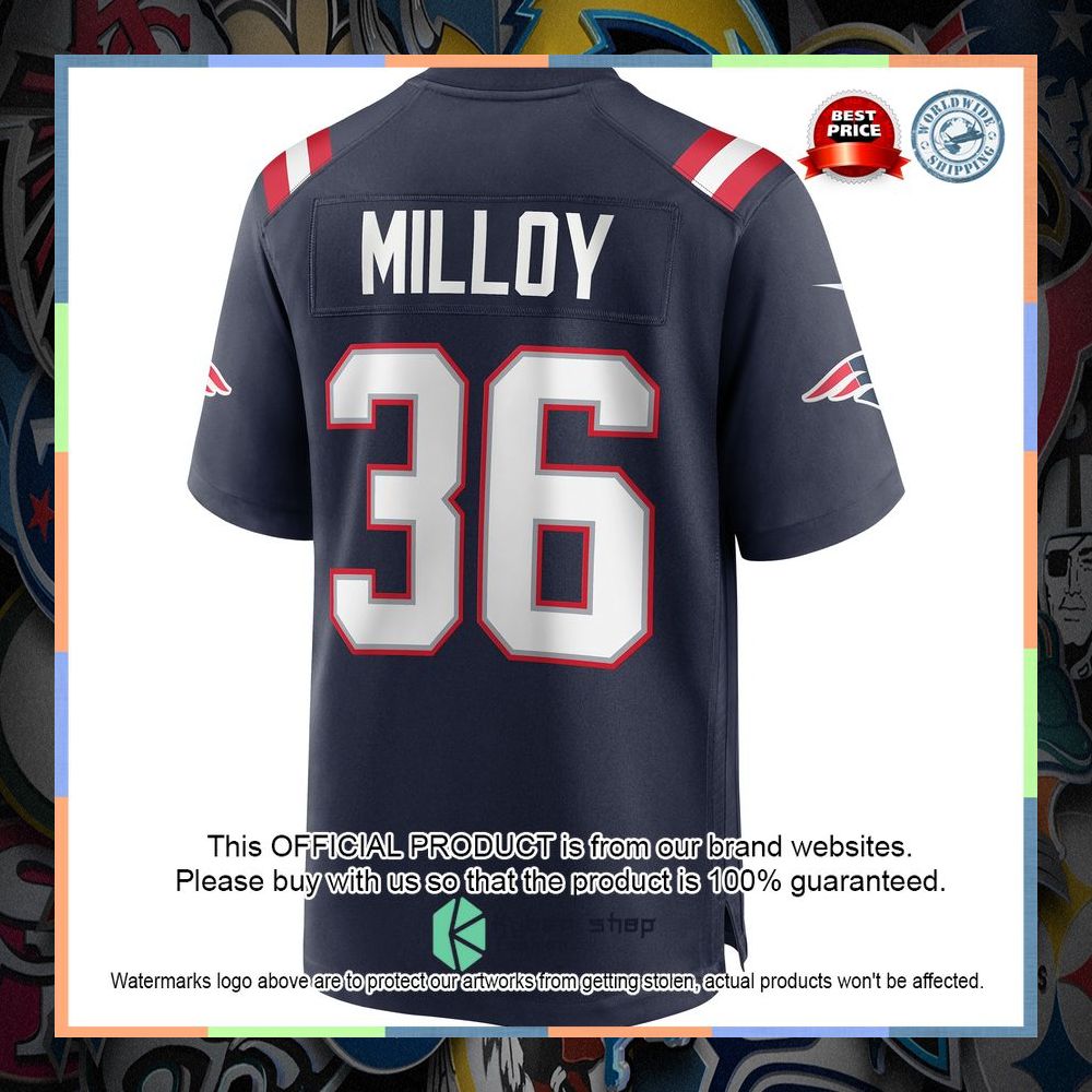 Lawyer Milloy New England Patriots Retired Navy Football Jersey 7 Lawyer Milloy New England Patriots Retired Navy Football Jersey word2
