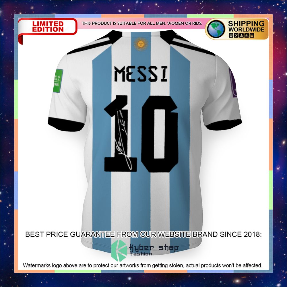 Lionel Messi Argentina Champions Three Stars 3D Shirt 6 Lionel Messi Argentina Champions Three Stars 3D Shirt word1