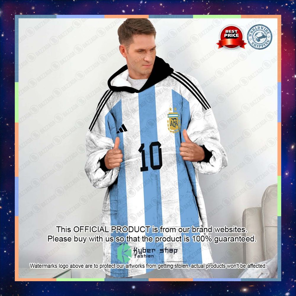 Lionel Messi Argentina Oodie Blanket Hoodie 7 Lionel Messi Argentina Oodie Blanket Hoodie word2