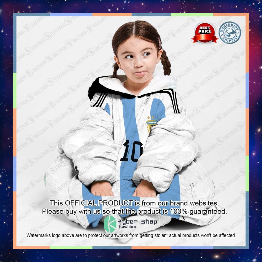 Lionel Messi Argentina Oodie Blanket Hoodie 8 Lionel Messi Argentina Oodie Blanket Hoodie word2