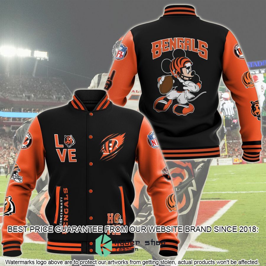 Love Cincinnati Bengals Baseball Jacket word2