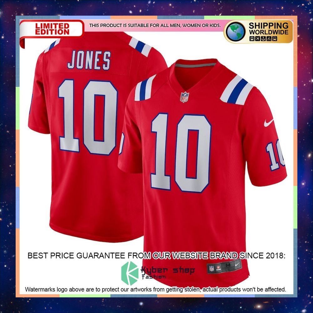 Mac Jones New England Patriots Alternate Red Football Jersey 4 Mac Jones New England Patriots Alternate Red Football Jersey word2