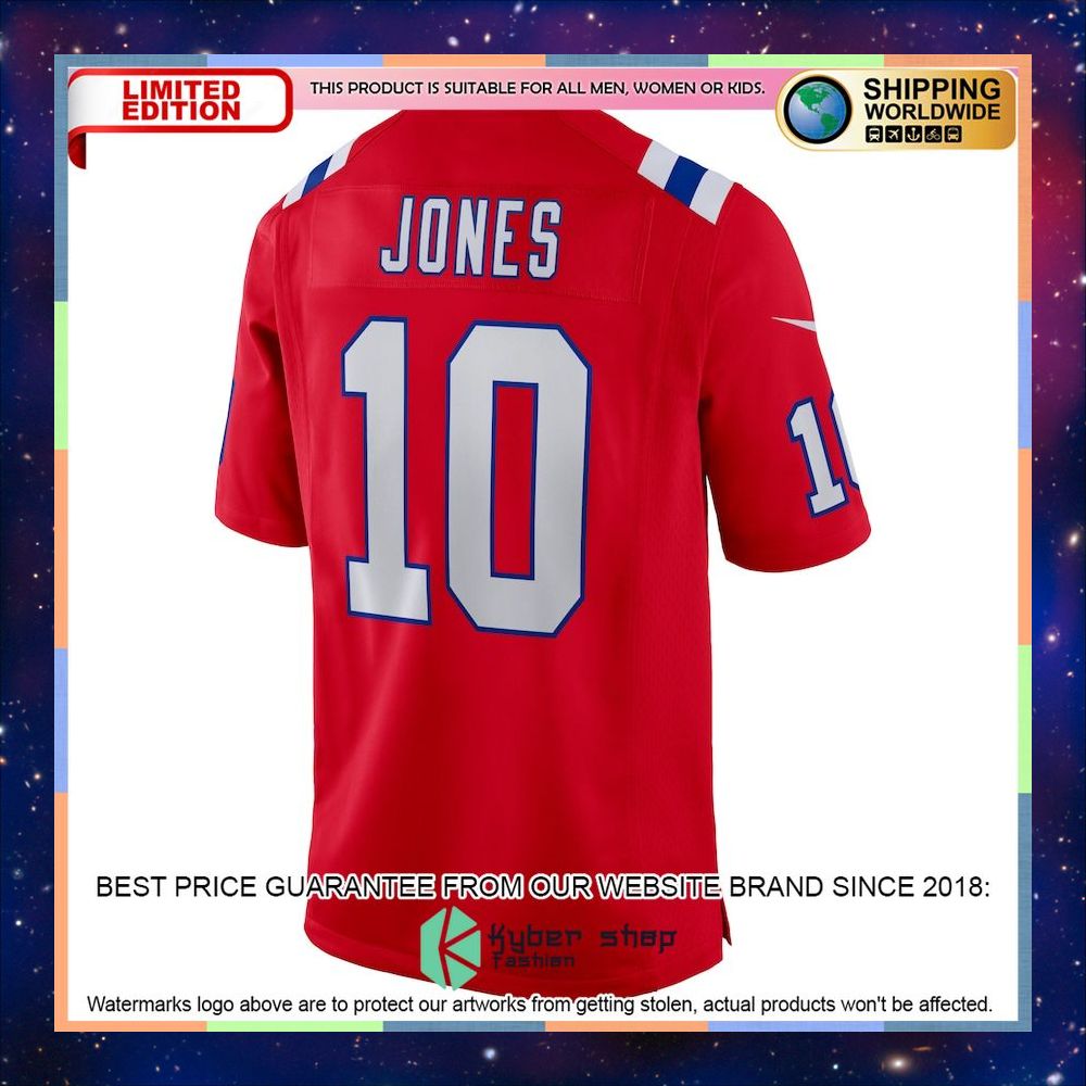 Mac Jones New England Patriots Alternate Red Football Jersey 6 Mac Jones New England Patriots Alternate Red Football Jersey word2