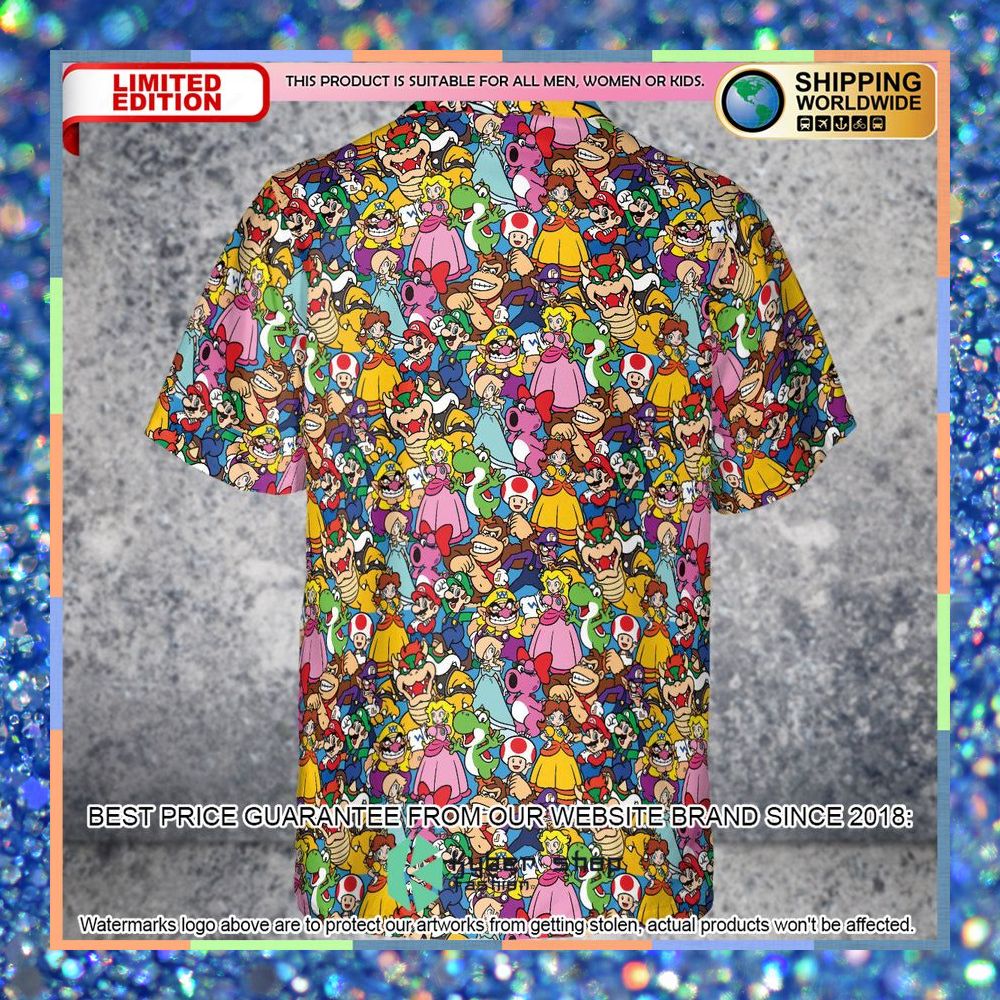 Mario Brothers Hawaiian Button Up Shirt 7 Mario Brothers Hawaiian Button Up Shirt word3