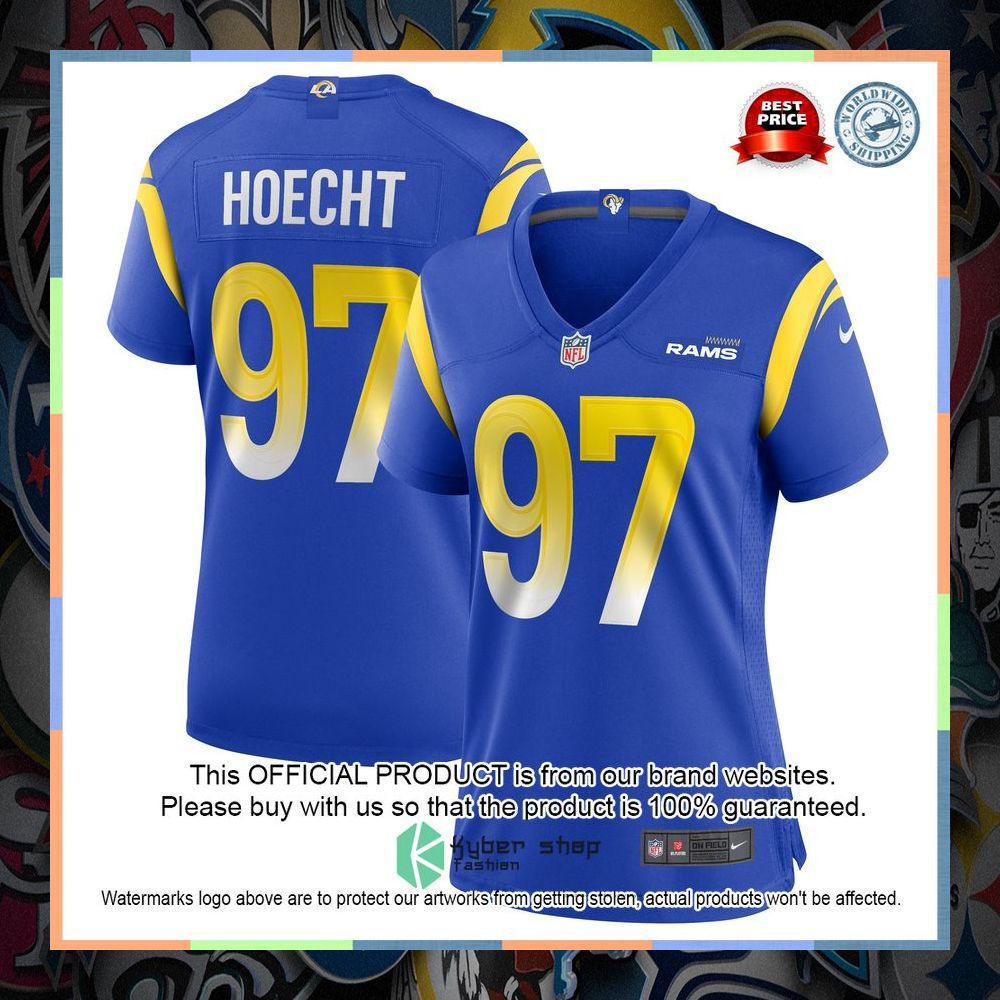 Michael Hoecht Los Angeles Rams Women's Royal Football Jersey 8 Michael Hoecht Los Angeles Rams Women's Royal Football Jersey word3