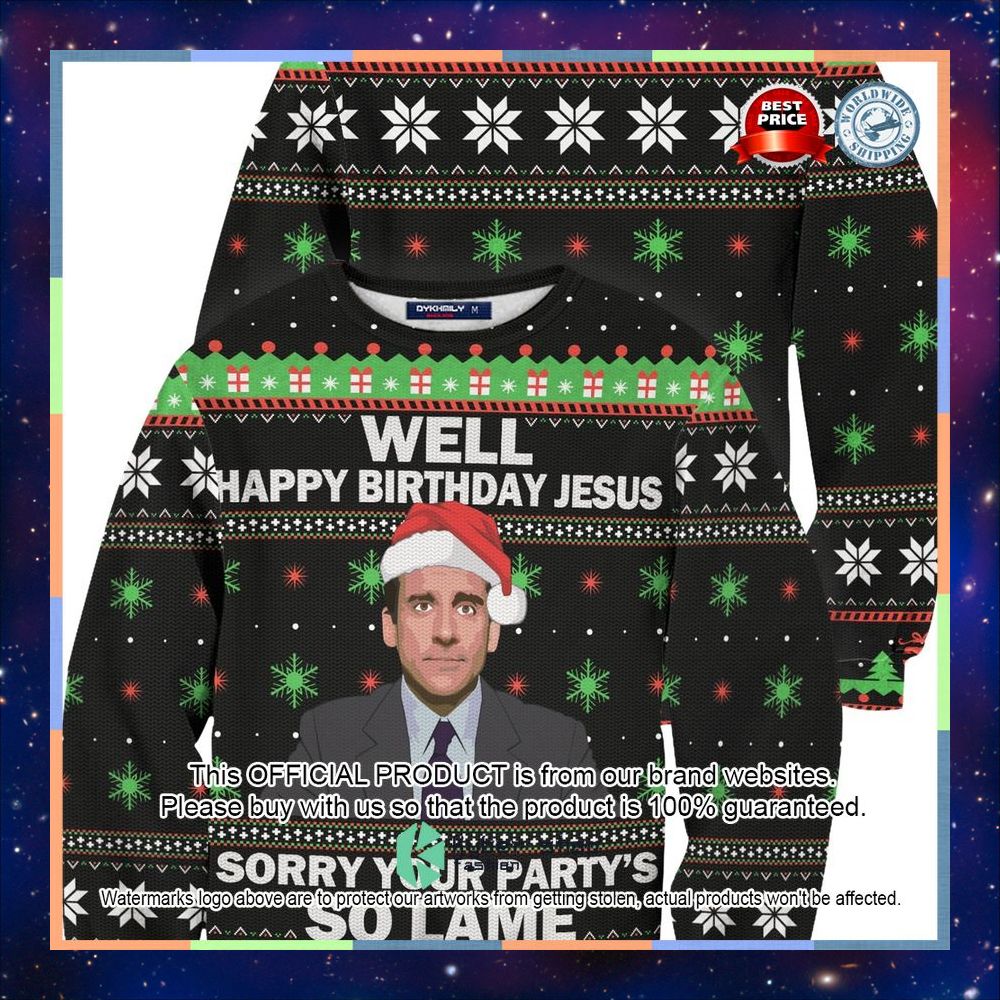 Michael Scott The Office Sorry Your Party's So Lame Party Christmas Sweater 3 Michael Scott The Office Sorry Your Party's So Lame Party Christmas Sweater word1