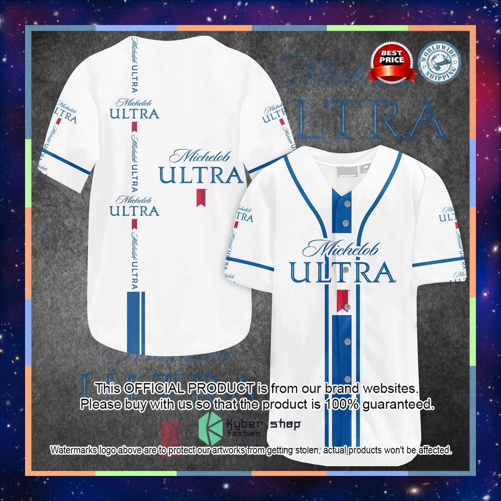 Michelob Ultra logo white Baseball Jersey 3 Michelob Ultra logo white Baseball Jersey word3