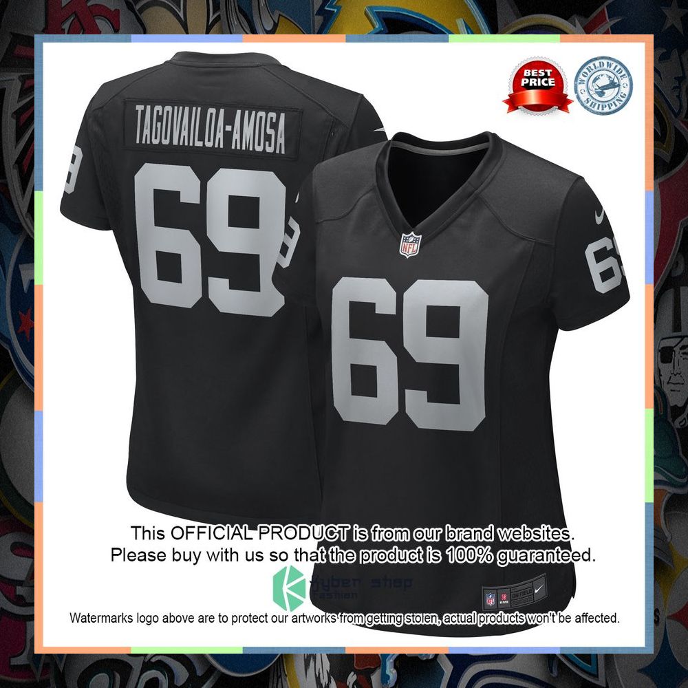 Myron TagovailoaAmosa Las Vegas Raiders Women's Black Football Jersey 5 Myron TagovailoaAmosa Las Vegas Raiders Women's Black Football Jersey word1