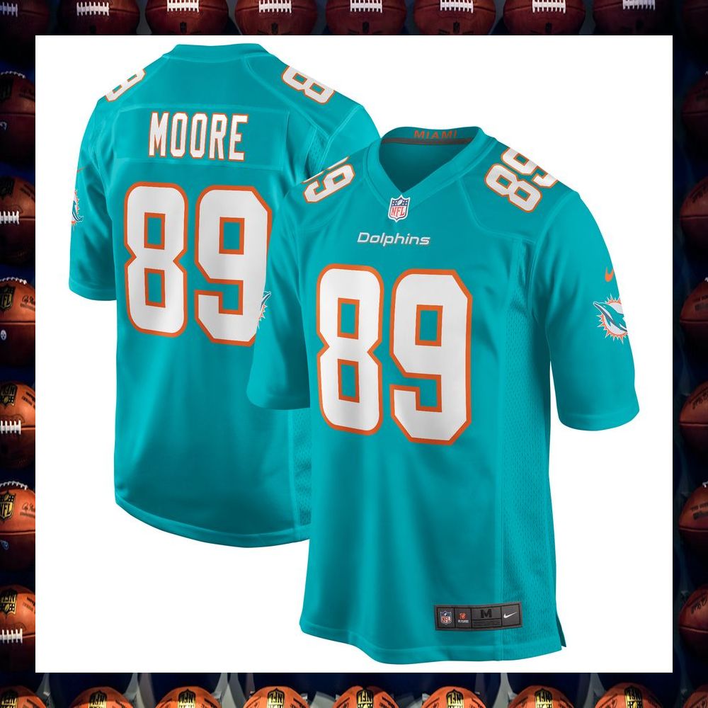 Nat Moore Miami Dolphins Football Retired Aqua Football Jersey word3