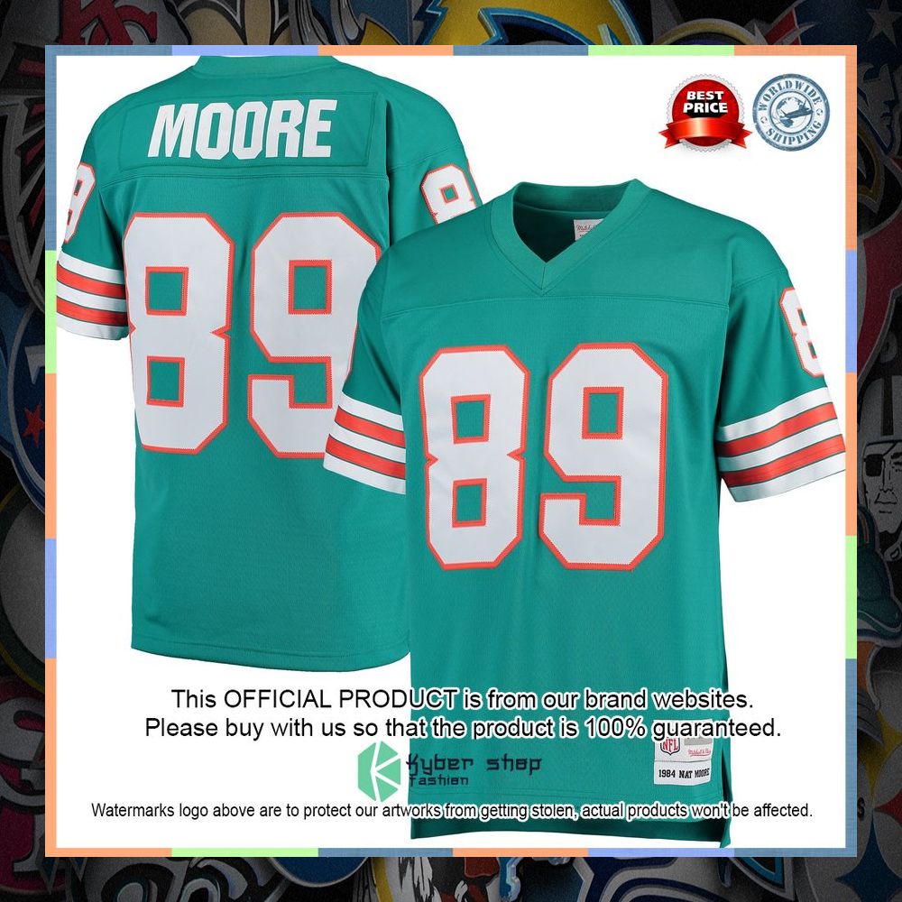 Nat Moore Miami Dolphins Mitchell & Ness 1984 Legacy Replica Aqua Football Jersey 8 Nat Moore Miami Dolphins Mitchell & Ness 1984 Legacy Replica Aqua Football Jersey word3