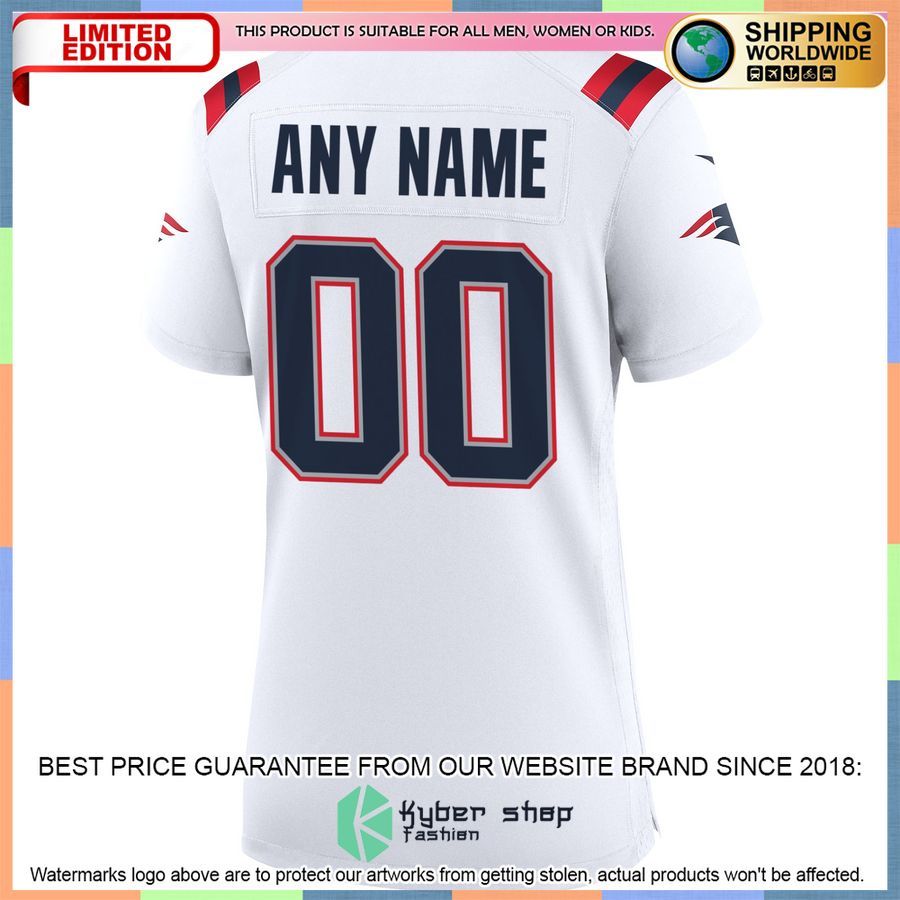 New England Patriots Women's Custom White Football Jersey 35 New England Patriots Women's Custom White Football Jersey word1
