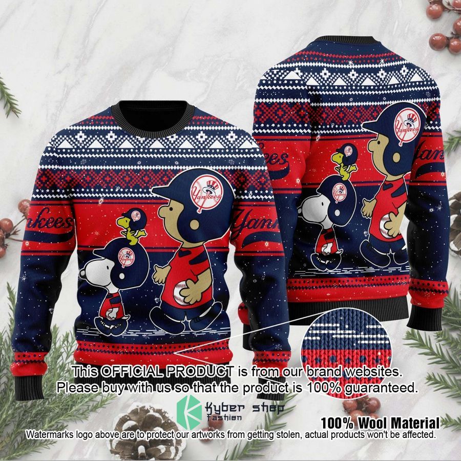 New York Yankees Charlie Brown Snoopy Wear Football Jersey Christmas Sweater