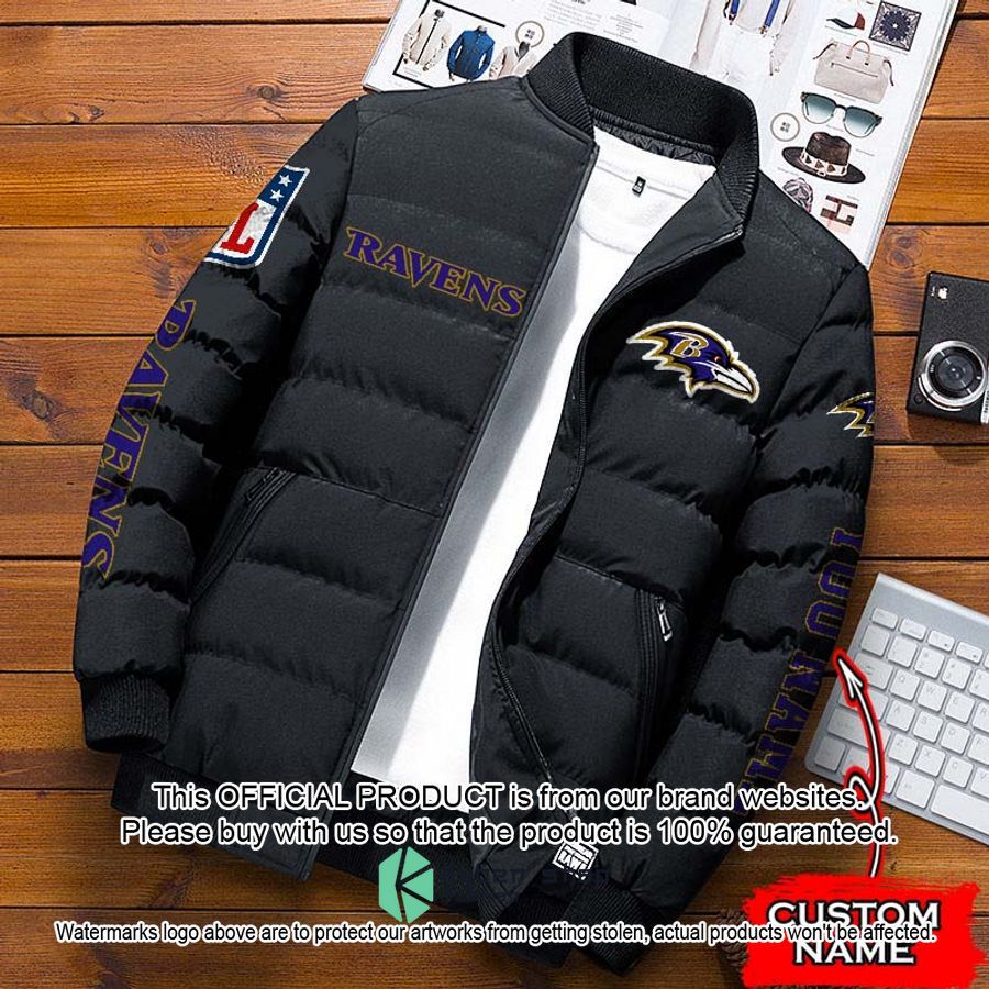 NFL Baltimore Ravens Custom Name Puffer Down Jacket