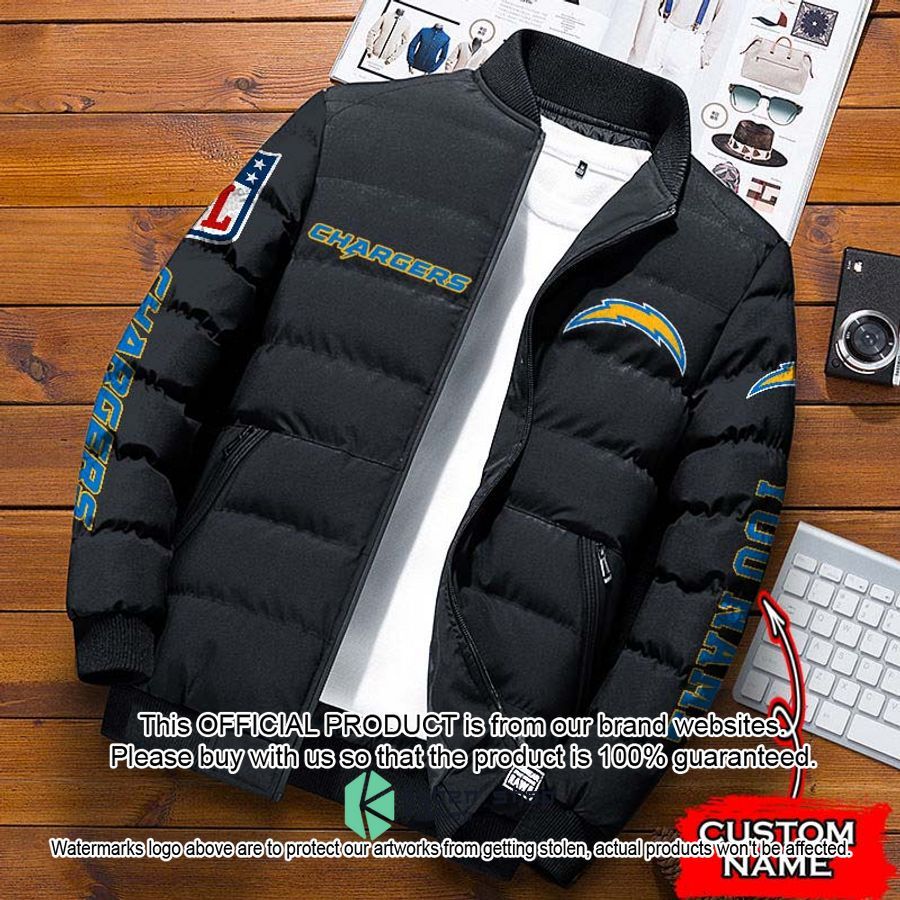 NFL Los Angeles Chargers Custom Name Puffer Down Jacket word1