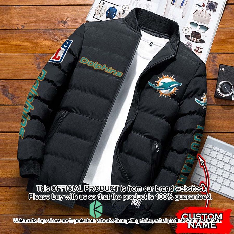 NFL Miami Dolphins Custom Name Puffer Down Jacket word3
