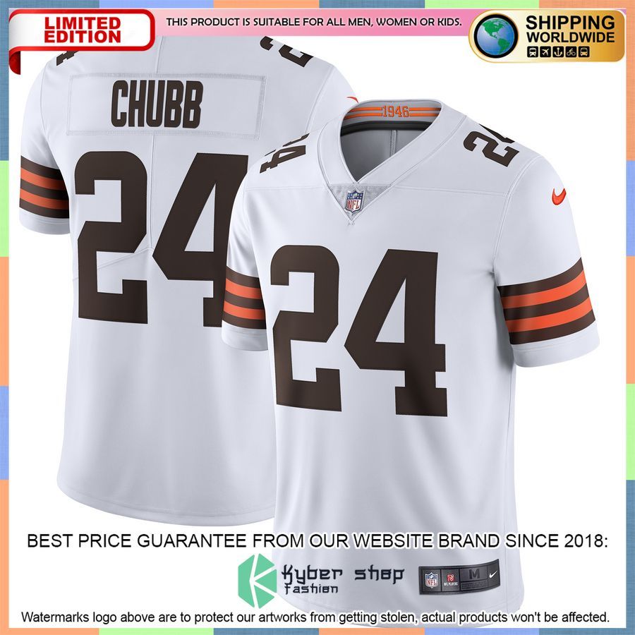 Nick Chubb Cleveland Browns Vapor White Football Jersey