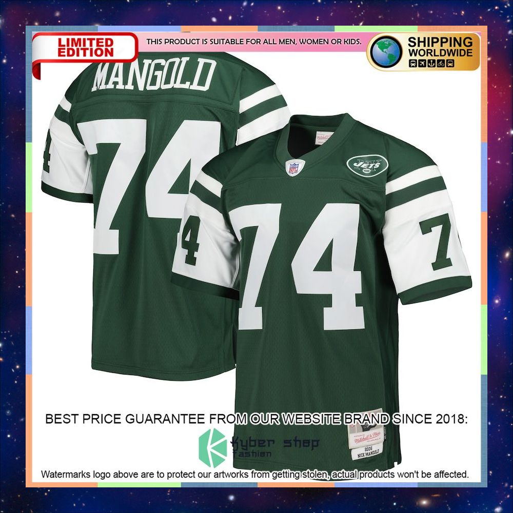 Nick Mangold New York Jets Mitchell & Ness 2006 Legacy Replica Green Football Jersey 4 Nick Mangold New York Jets Mitchell & Ness 2006 Legacy Replica Green Football Jersey word2