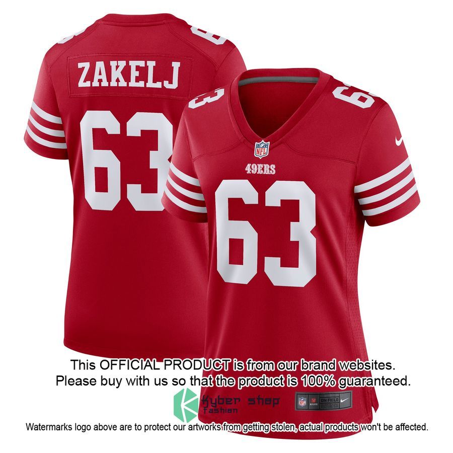 Nick Zakelj San Francisco 49ers Women's Scarlet Football Jersey