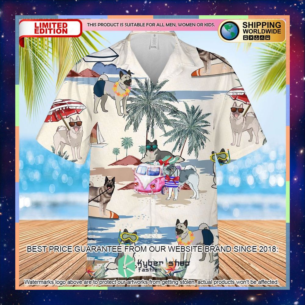 Norwegian Elkhound Summer Beach Hawaiian Shirt 3 Norwegian Elkhound Summer Beach Hawaiian Shirt word3