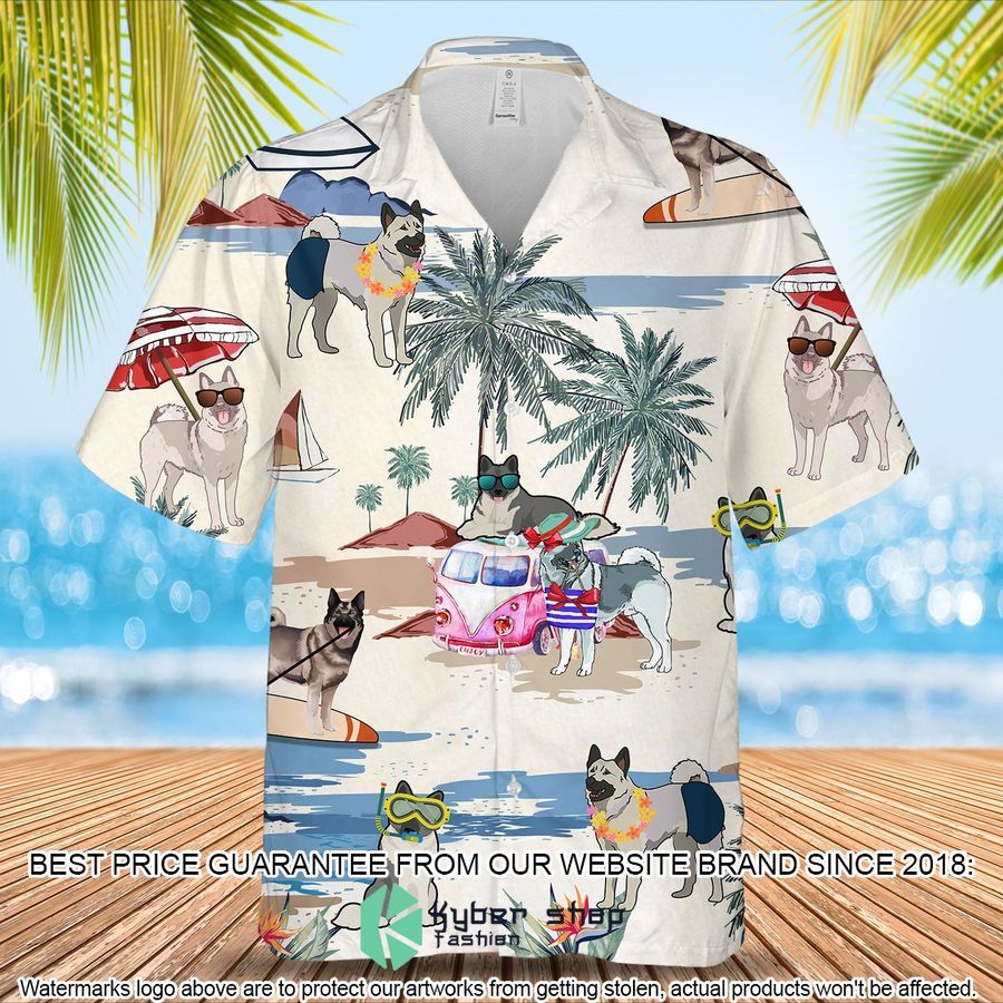 Norwegian Elkhound Summer Beach Hawaiian Shirt