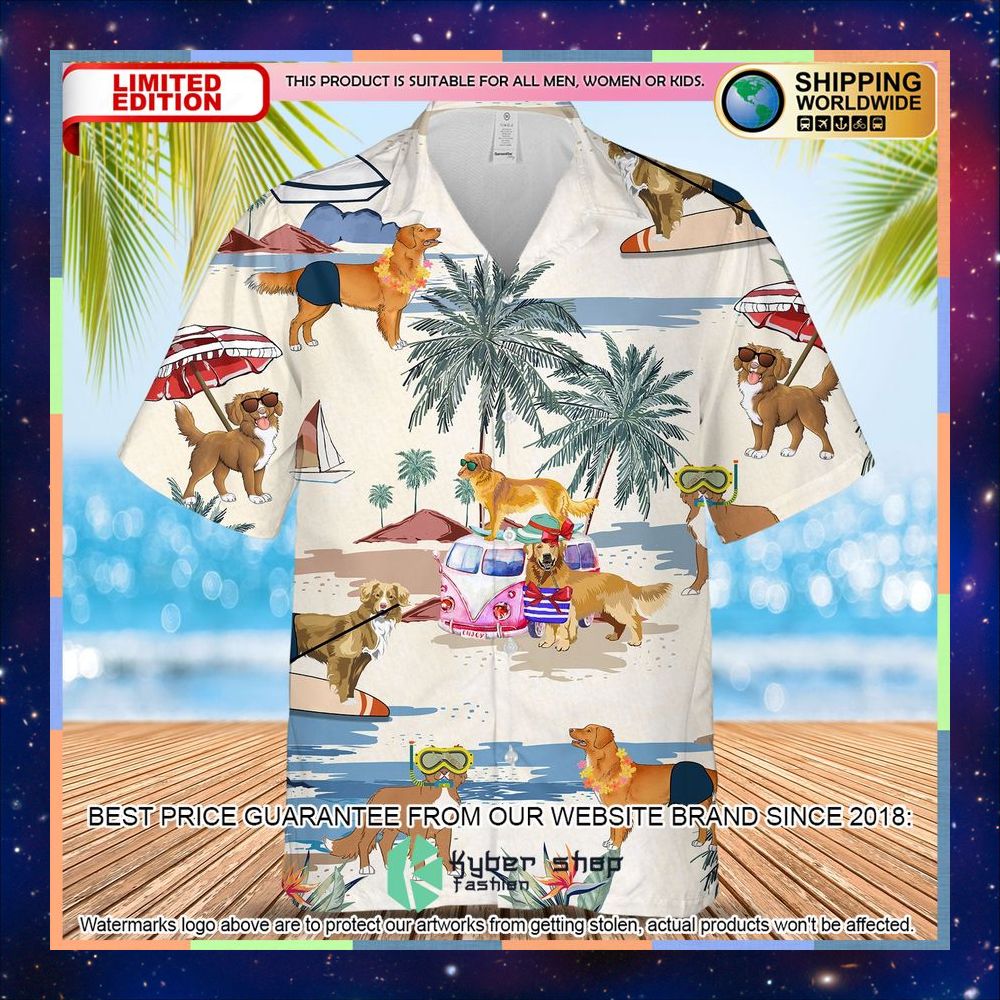 Nova Scotia Duck Tolling Retriever Summer Beach Hawaiian Shirt 3 Nova Scotia Duck Tolling Retriever Summer Beach Hawaiian Shirt word1