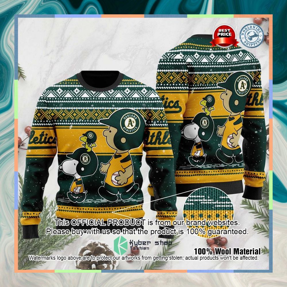 Oakland Athletics Charlie Brown Snoopy Wear Football Jersey Christmas Sweater 5 Oakland Athletics Charlie Brown Snoopy Wear Football Jersey Christmas Sweater word2