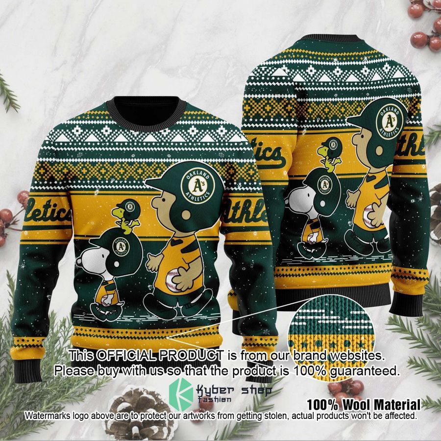 Oakland Athletics Charlie Brown Snoopy Wear Football Jersey Christmas Sweater