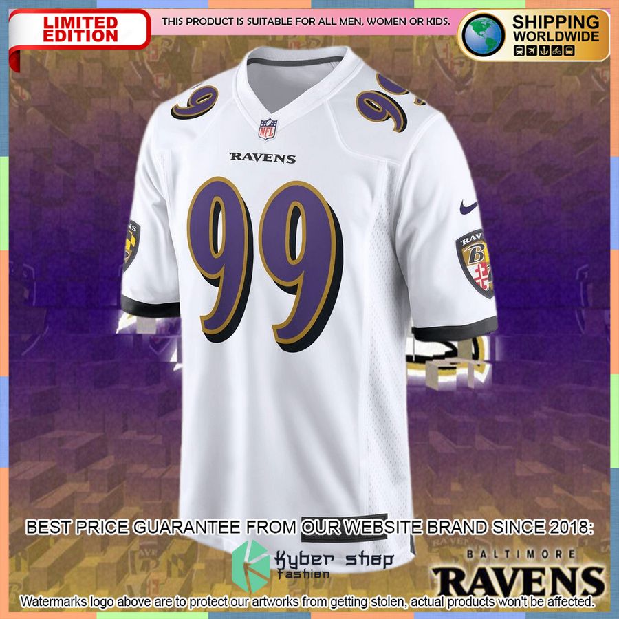 Odafe Oweh Baltimore Ravens White Football Jersey 5 Odafe Oweh Baltimore Ravens White Football Jersey word1