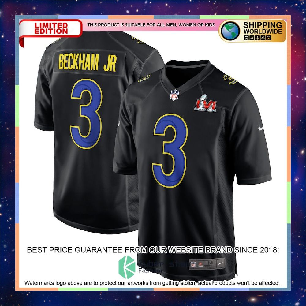 Odell Beckham Jr. Los Angeles Rams Super Bowl LVI Bound Fashion Black Football Jersey 4 Odell Beckham Jr. Los Angeles Rams Super Bowl LVI Bound Fashion Black Football Jersey word3