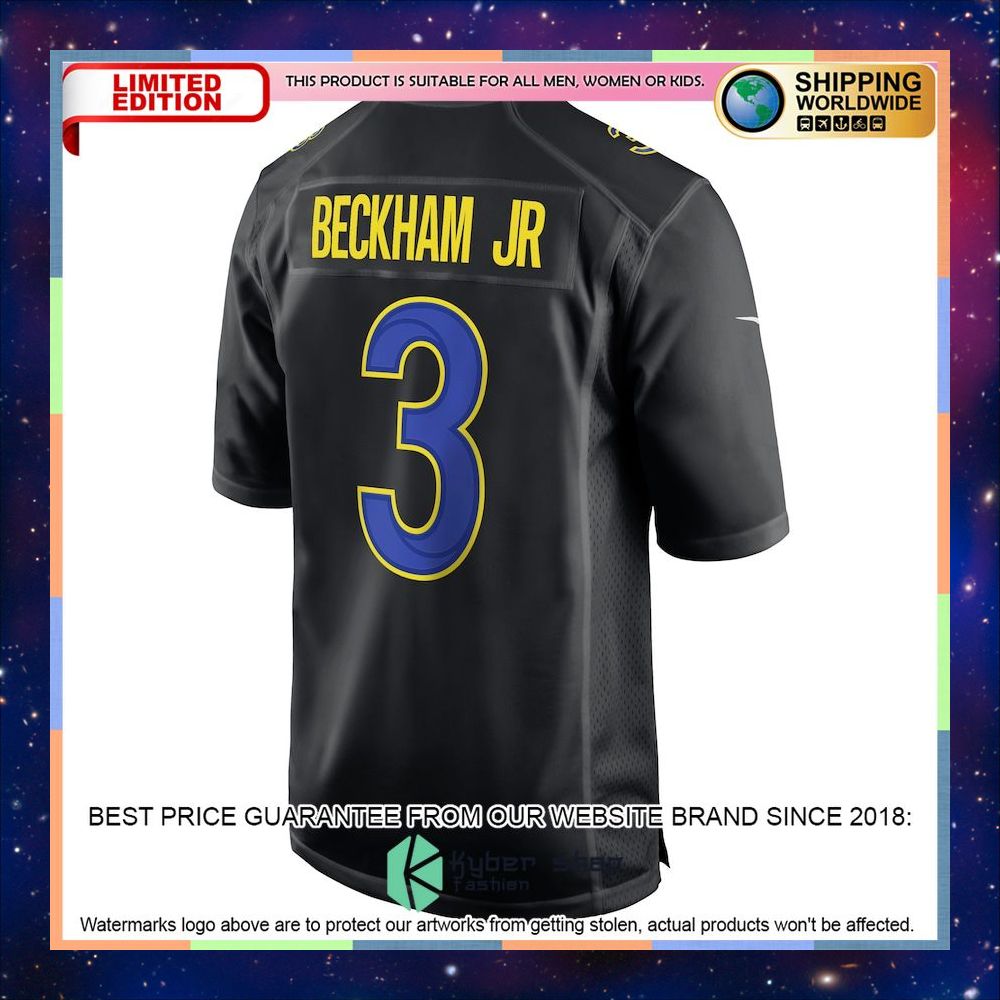 Odell Beckham Jr. Los Angeles Rams Super Bowl LVI Bound Fashion Black Football Jersey 6 Odell Beckham Jr. Los Angeles Rams Super Bowl LVI Bound Fashion Black Football Jersey word3