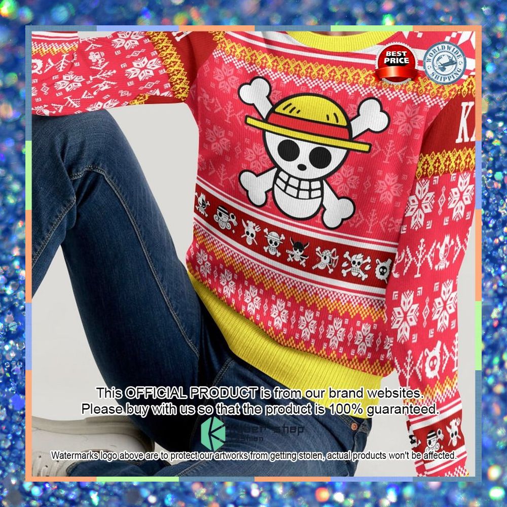 One Piece Luffy Pirate Symbol Christmas Sweater 6 One Piece Luffy Pirate Symbol Christmas Sweater word1