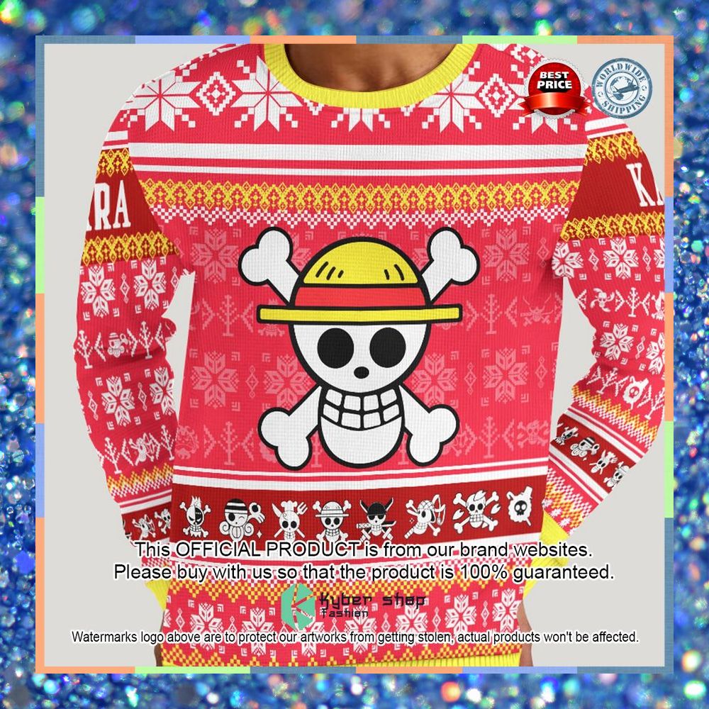 One Piece Luffy Pirate Symbol Christmas Sweater 8 One Piece Luffy Pirate Symbol Christmas Sweater word1