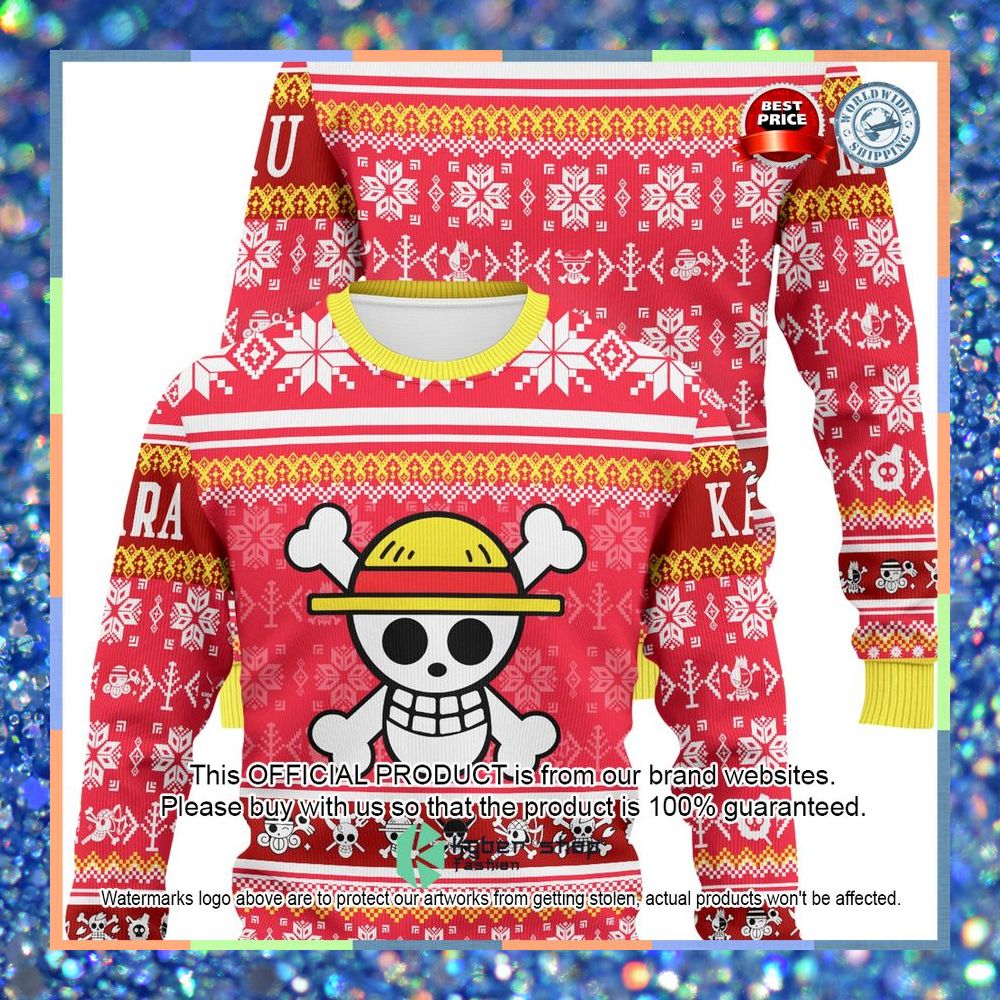 One Piece Luffy Pirate Symbol Christmas Sweater 10 One Piece Luffy Pirate Symbol Christmas Sweater word1