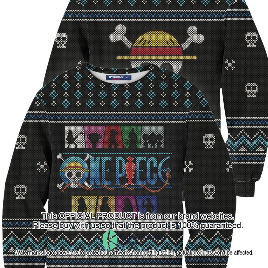 One Piece Straw Hat Crew Silhouette Christmas Sweater