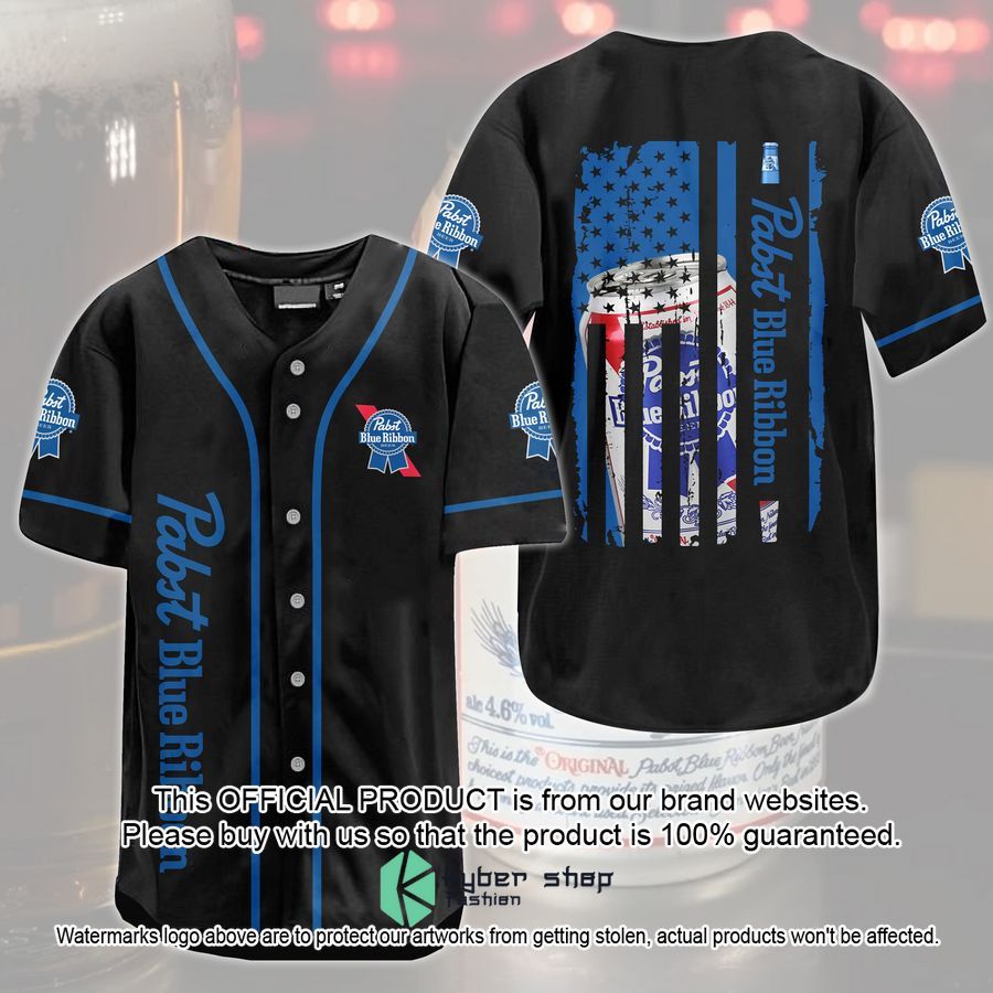 Pabst Blue Ribbon United States Flag Baseball Jersey word1