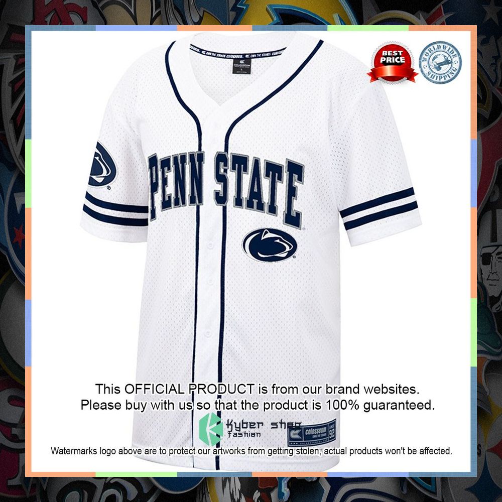 Penn State Nittany Lions Colosseum Free Spirited Baseball White Navy Football Jersey 6 Penn State Nittany Lions Colosseum Free Spirited Baseball White Navy Football Jersey word1