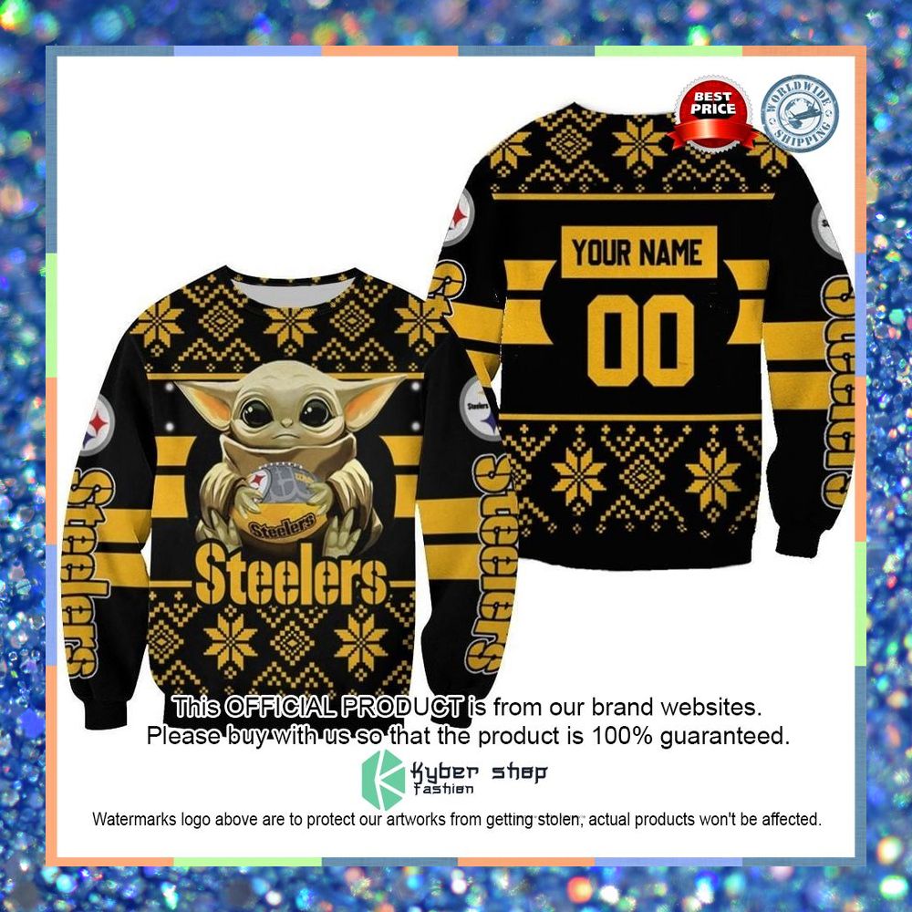 Personalized Baby Yoda Hugs Pittsburgh Steelers NFL Christmas Sweater 3 Personalized Baby Yoda Hugs Pittsburgh Steelers NFL Christmas Sweater word1
