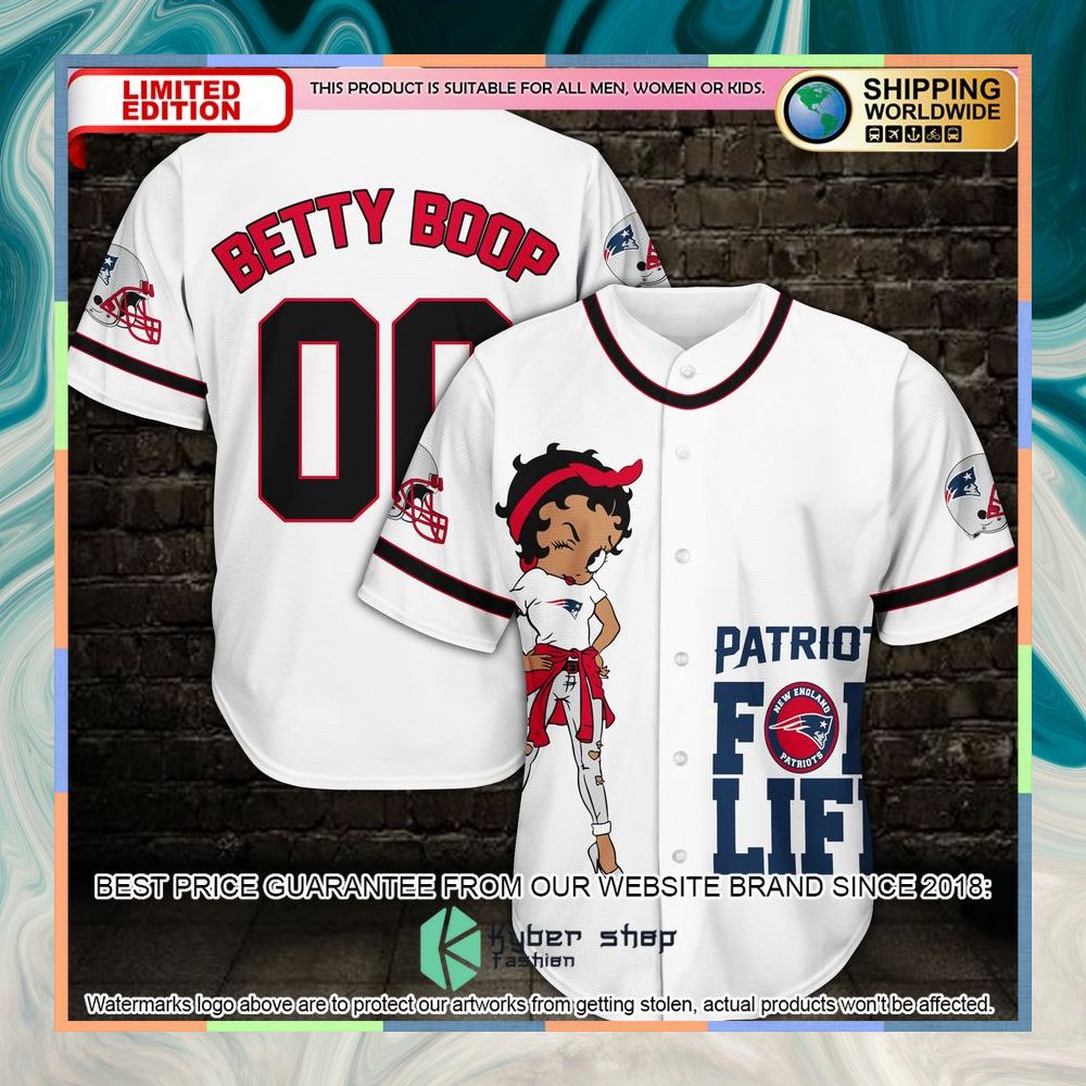 Personalized Betty Boop New England Patriots For Life Baseball Jersey 3 Personalized Betty Boop New England Patriots For Life Baseball Jersey word3