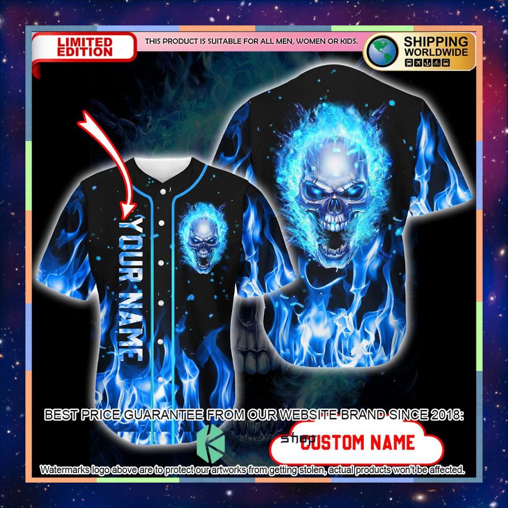 Personalized Blue Skull Baseball Jersey 2 Personalized Blue Skull Baseball Jersey word3